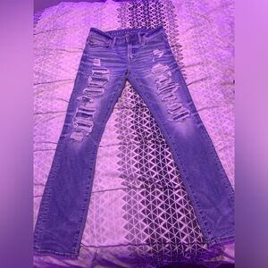 American eagle, blue, ripped jeans